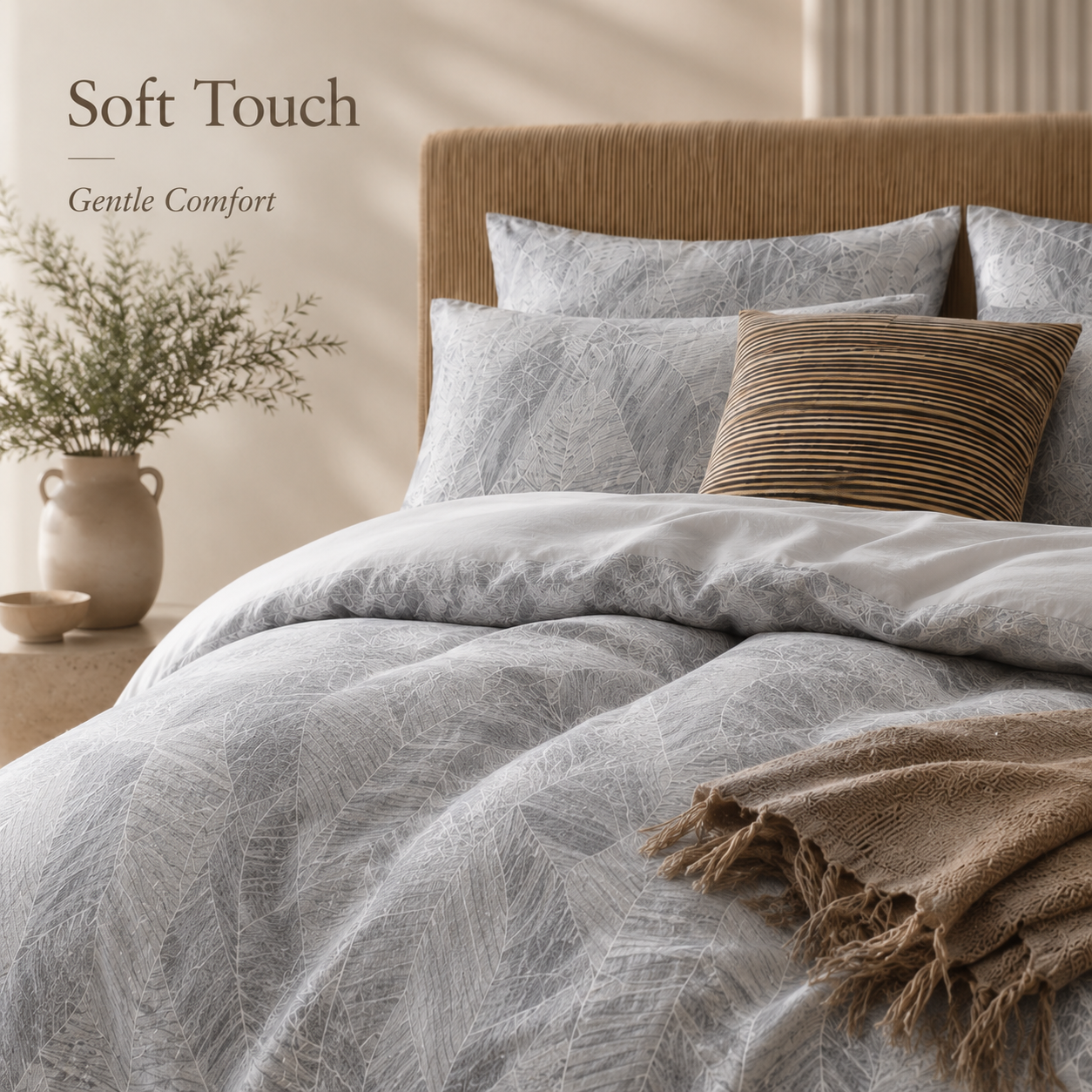 MeiLun Home Botanical Bedding Set – Fern Mist