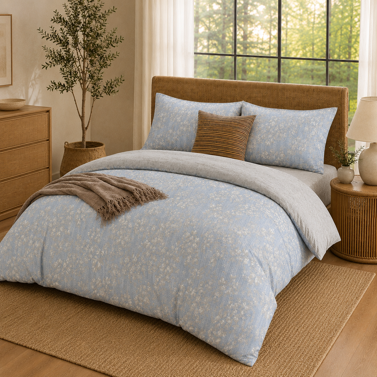 MeiLun Home Botanical Bedding Set – Aster Haze – product image 02