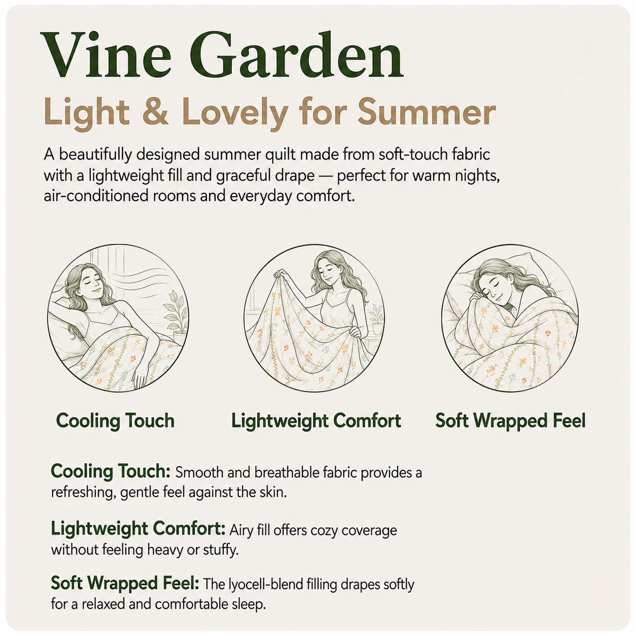 MeiLun Home Floral Lane Summer Duvet – Vine Garden – image 11