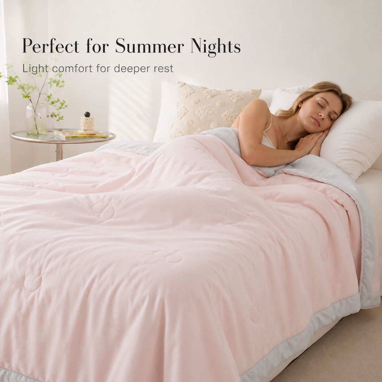 MeiLun Home Gentle Cloud Summer Duvet – Misty Blush – image 5