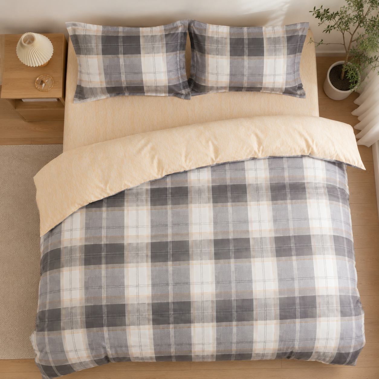MeiLun Home Loom Check Bedding Set – Amber Check – product image 04