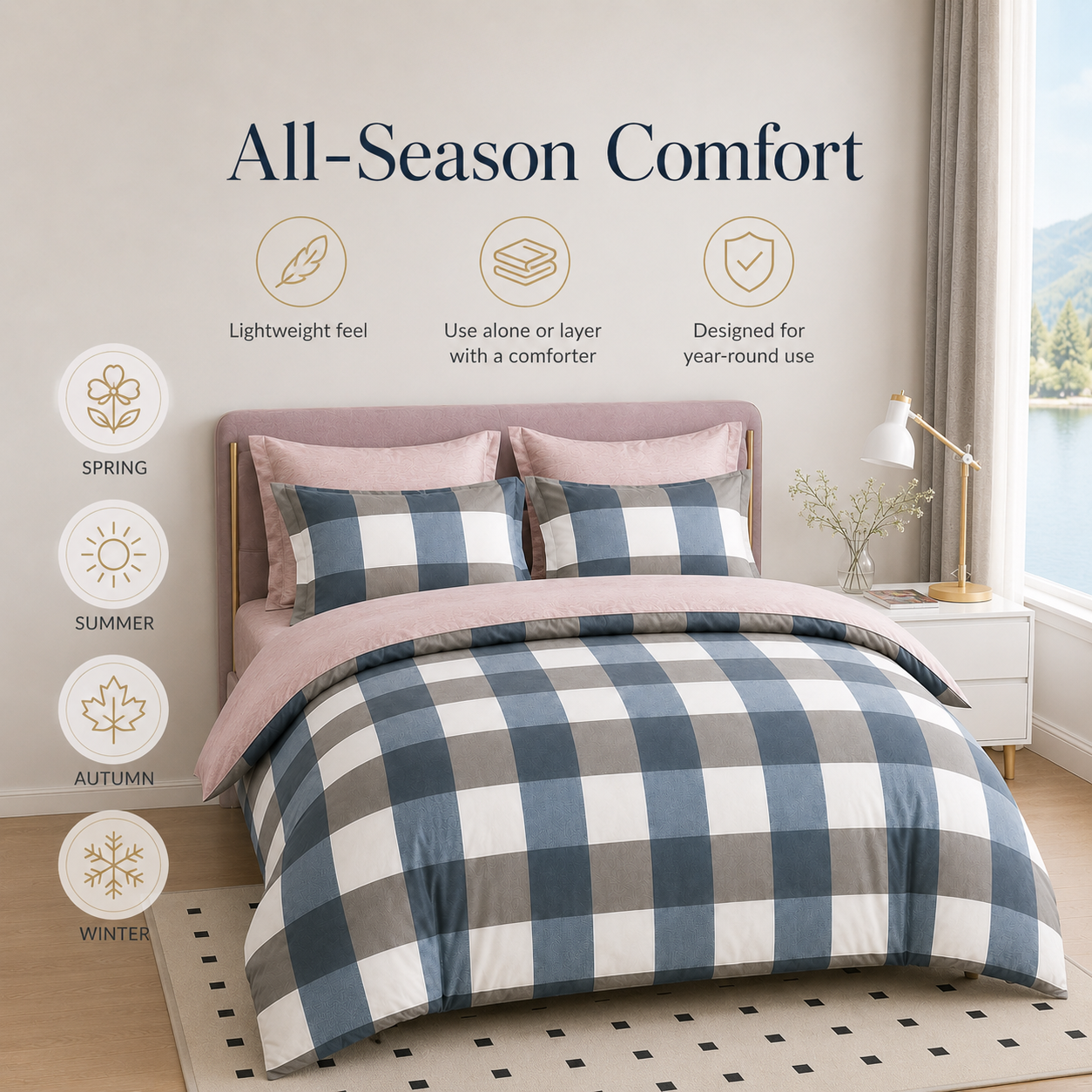 MeiLun Home Loom Check Bedding Set – Harbor Check – image 9