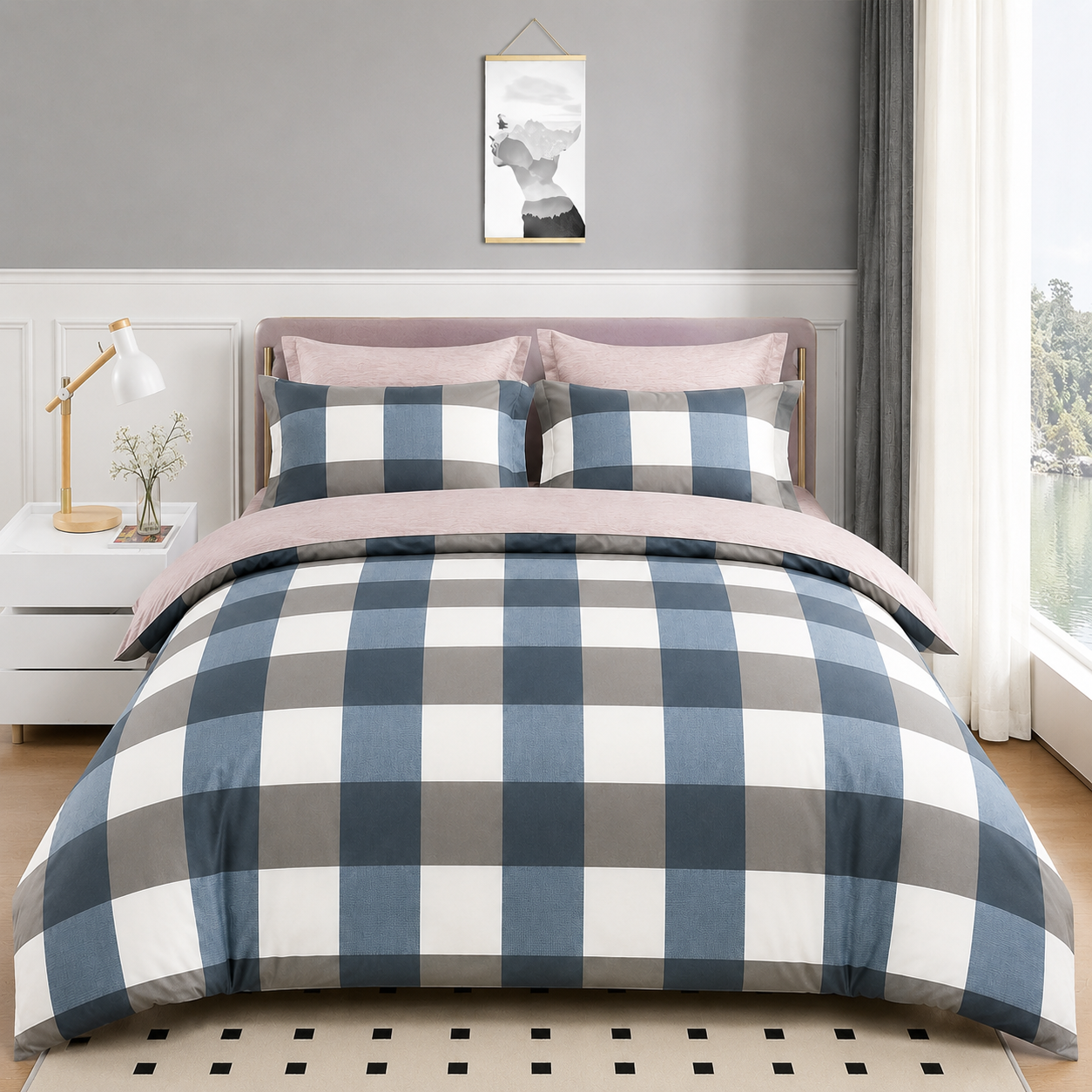MeiLun Home Loom Check Bedding Set – Harbor Check – product image 01
