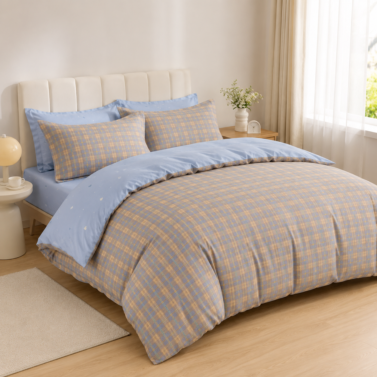 MeiLun Home Loom Check Bedding Set – Morning Plaid – product image 02
