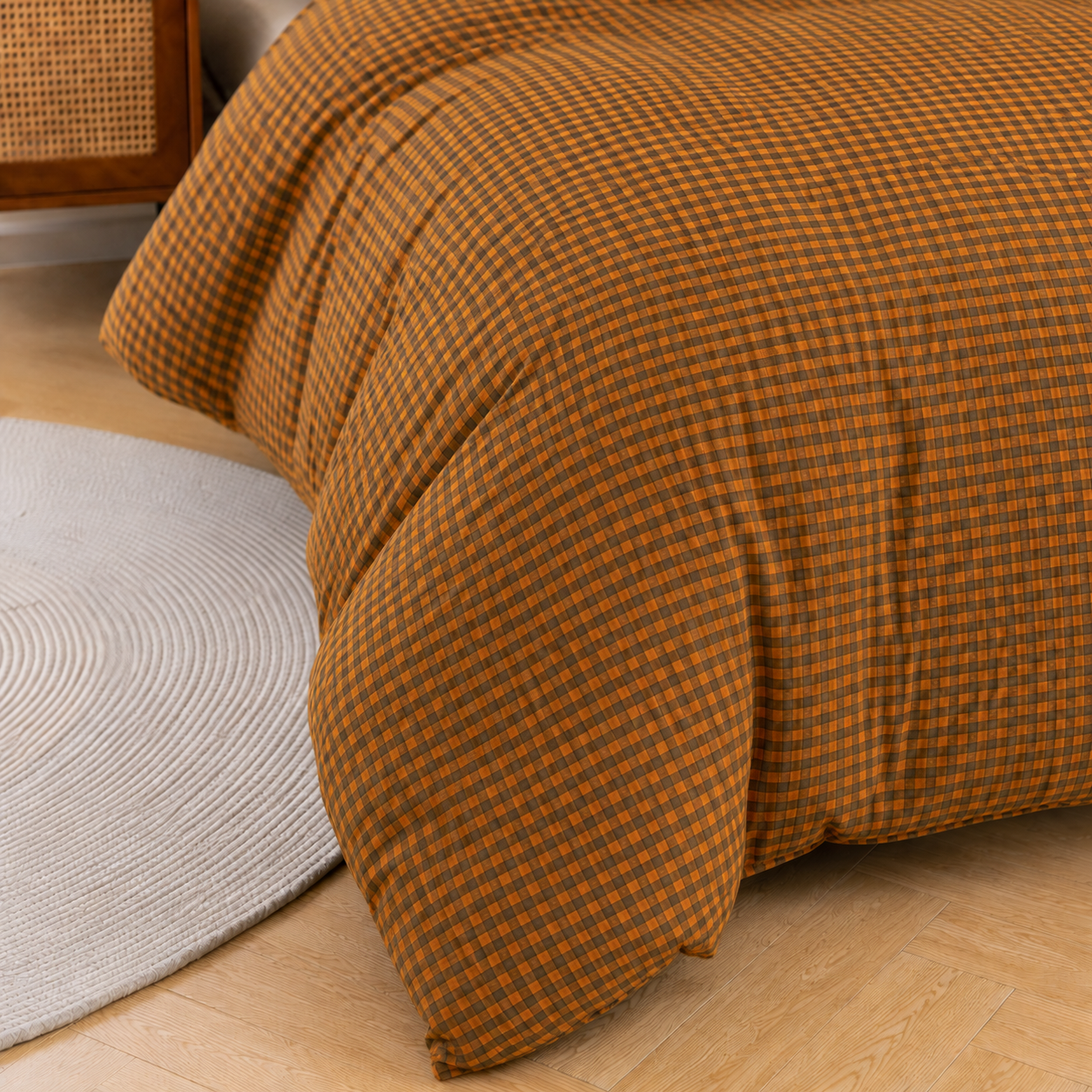 MeiLun Home Soft Living Bedding Set – Caramel Check – product image 09