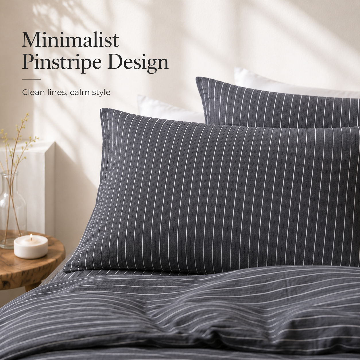 MeiLun Home Soft Living Bedding Set – Mist Stripe – image 7