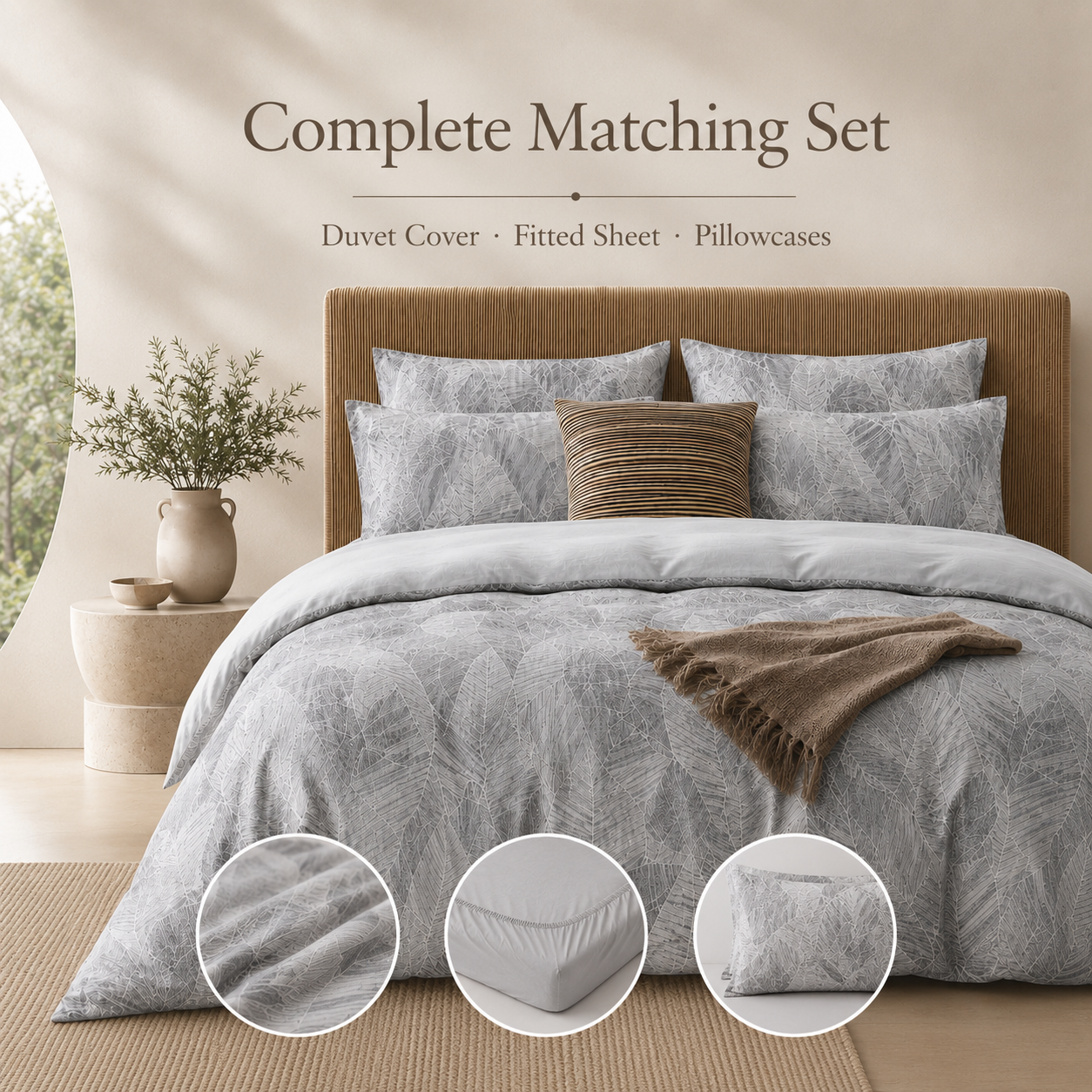 MeiLun Home Botanical Bedding Set – Fern Mist