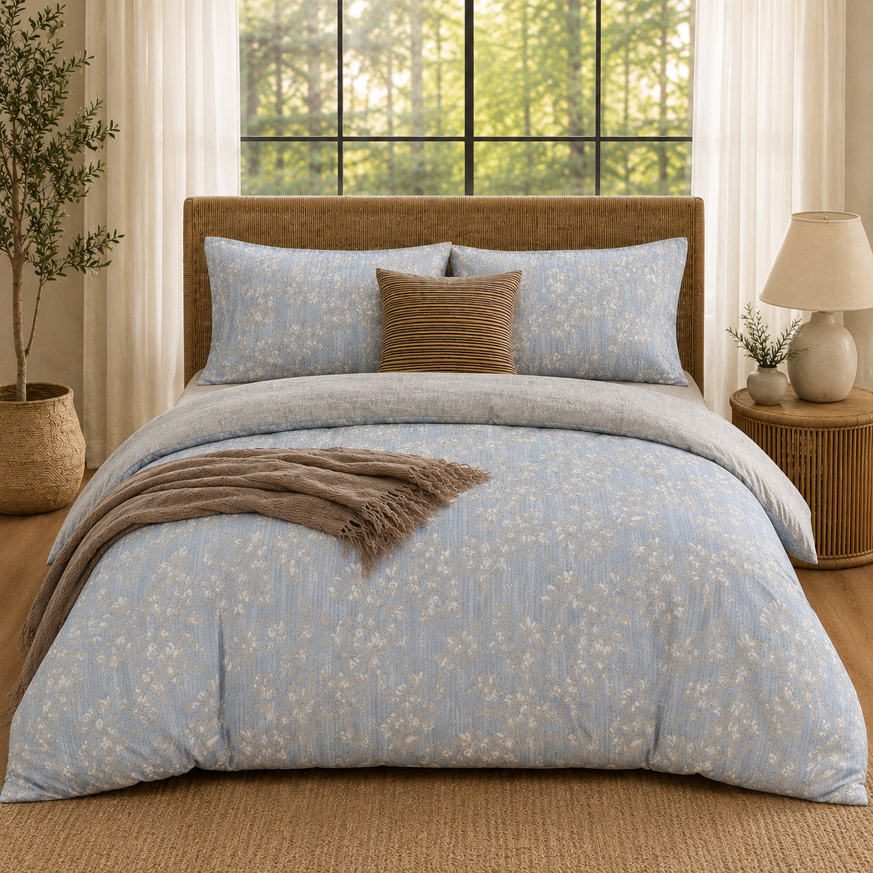 MeiLun Home Botanical Bedding Set – Aster Haze – product image 01