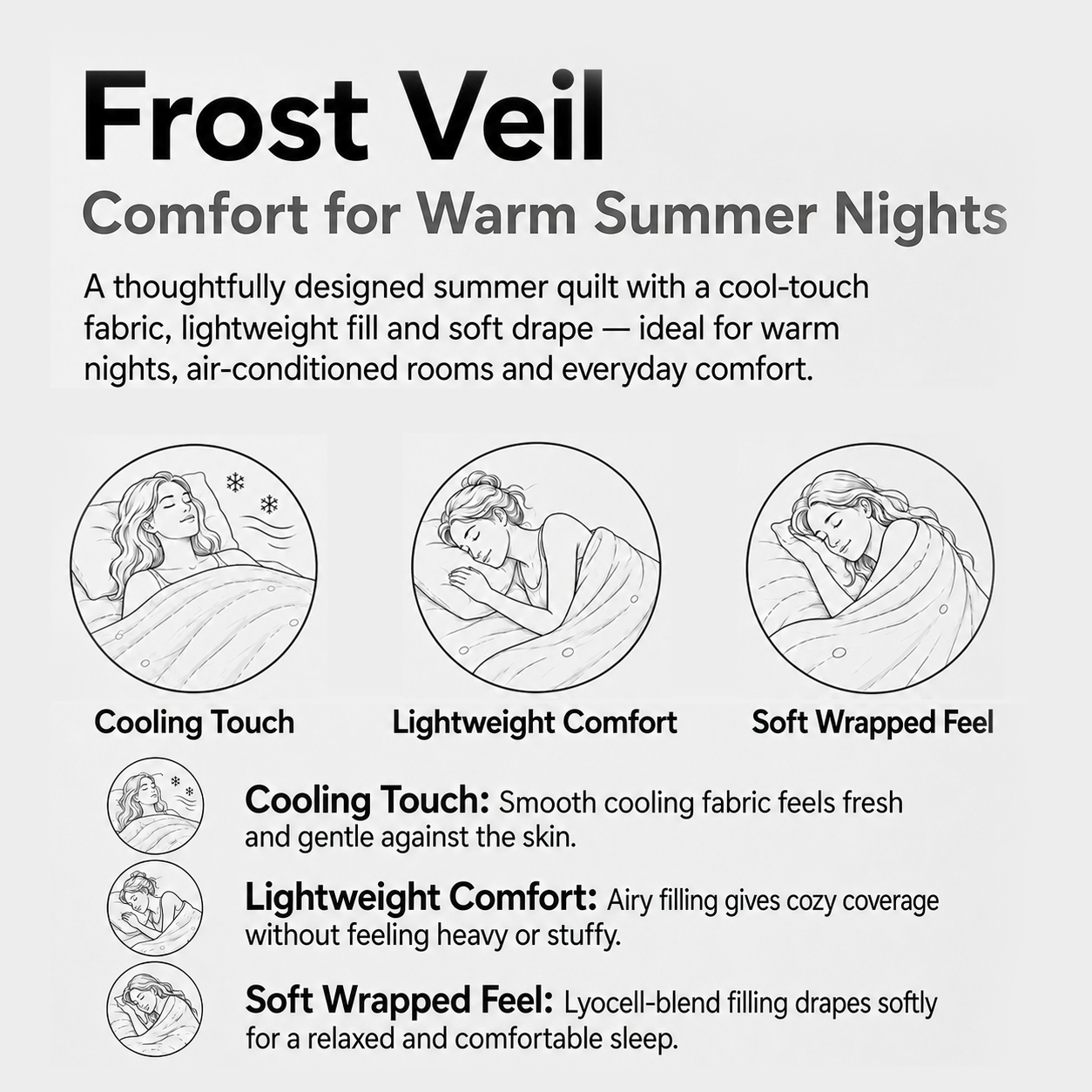 MeiLun Home Frost Veil Summer Duvet – Glacier Grey – image 15