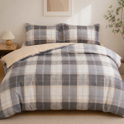 MeiLun Home Loom Check Bedding Set – Amber Check – product image 02