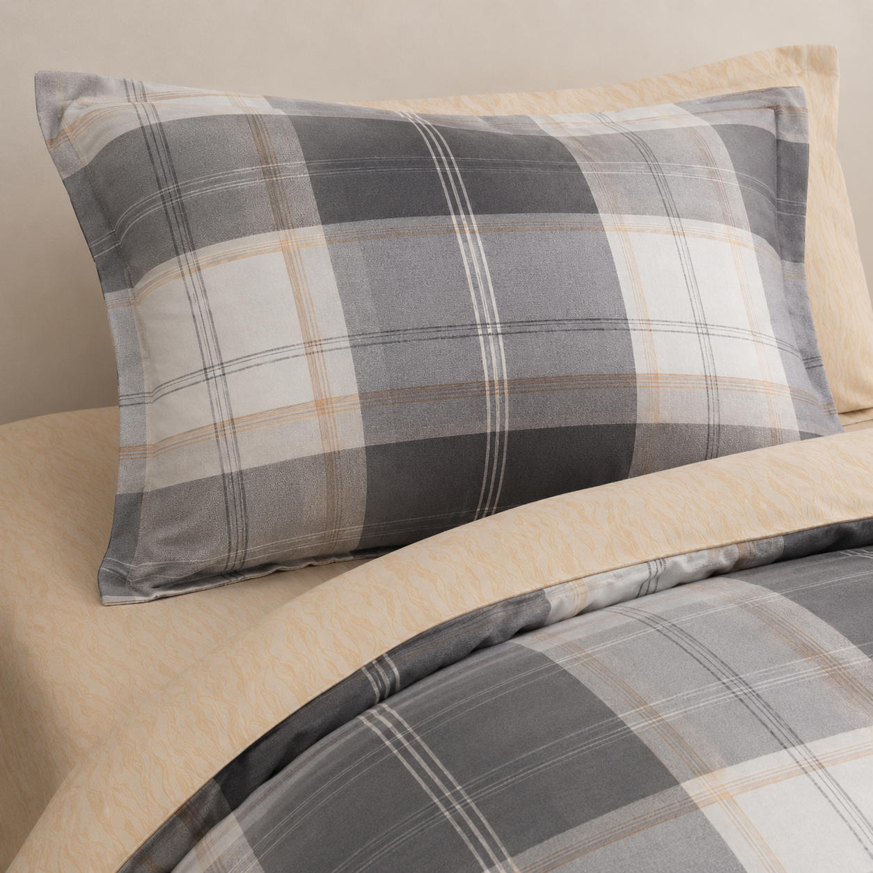 MeiLun Home Loom Check Bedding Set – Amber Check – product image 08