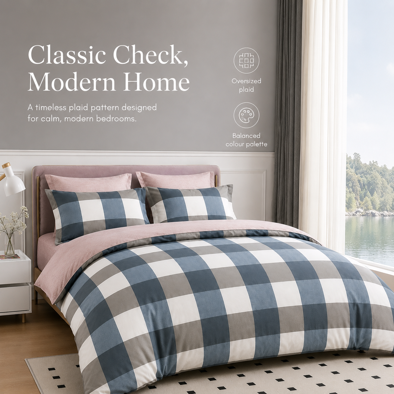 MeiLun Home Loom Check Bedding Set – Harbor Check – image 2