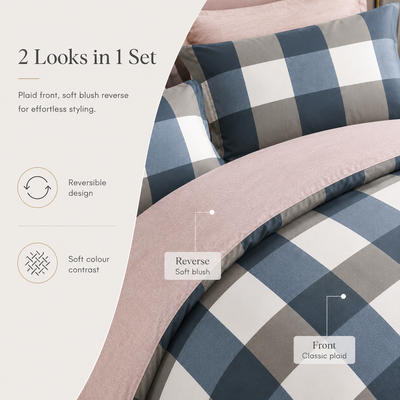 MeiLun Home Loom Check Bedding Set – Harbor Check – image 3