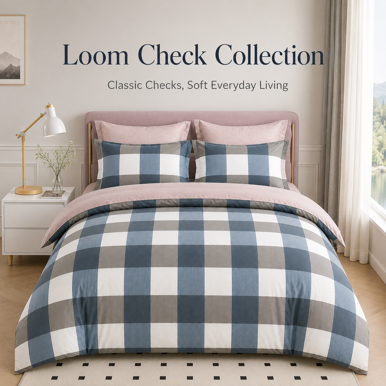 MeiLun Home Loom Check Bedding Set – Harbor Check – image 6