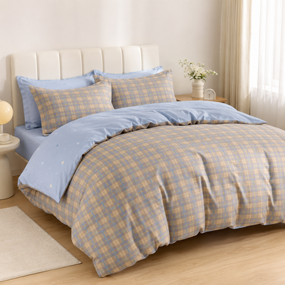 MeiLun Home Loom Check Bedding Set – Morning Plaid – product image 01