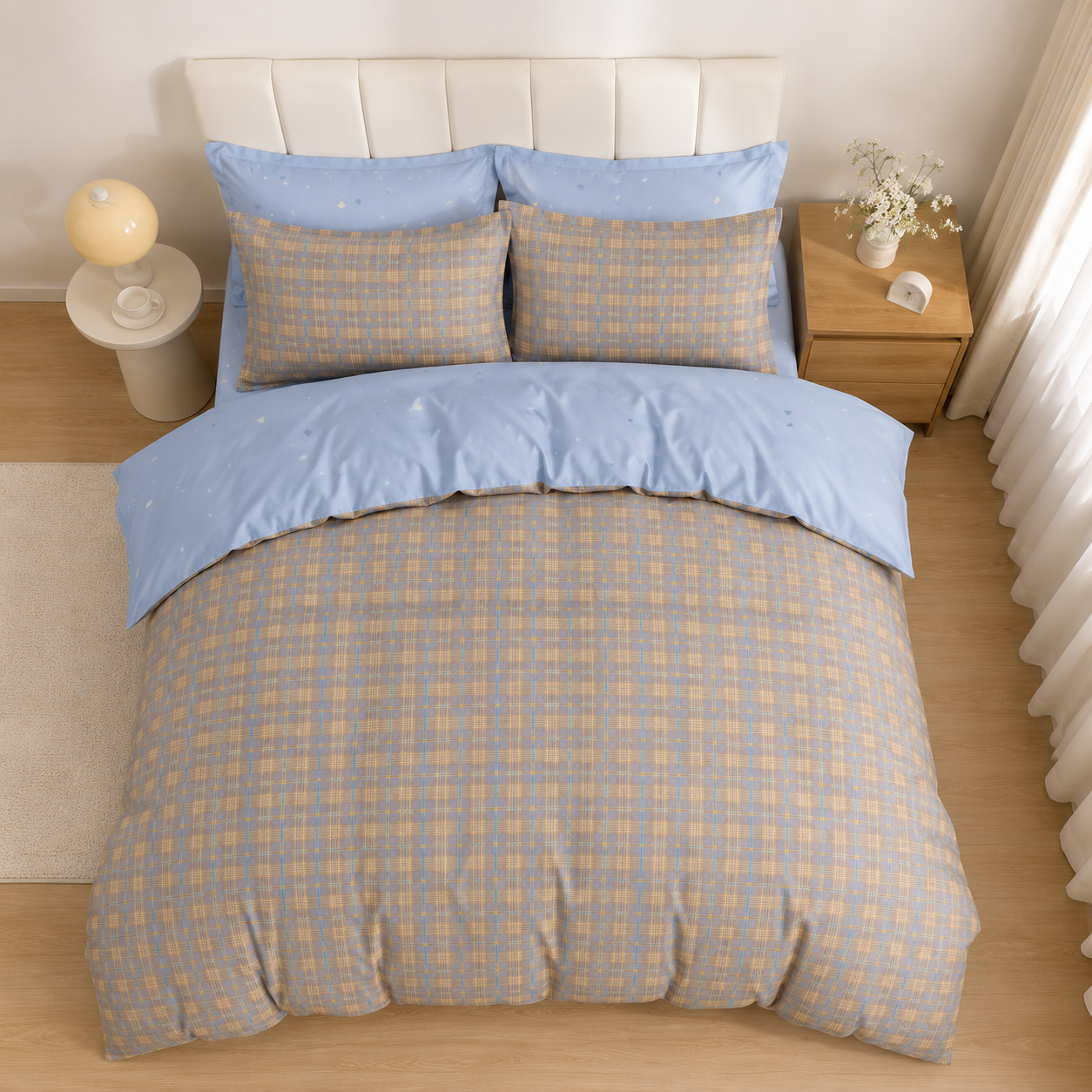 MeiLun Home Loom Check Bedding Set – Morning Plaid – product image 03