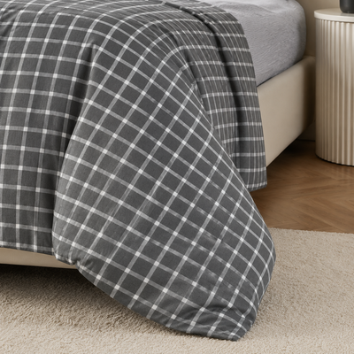 MeiLun Home Loom Check Bedding Set – Slate Grid – product image 06