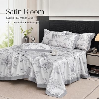 MeiLun Home Satin Bloom Summer Duvet – Silver Bloom – image 2