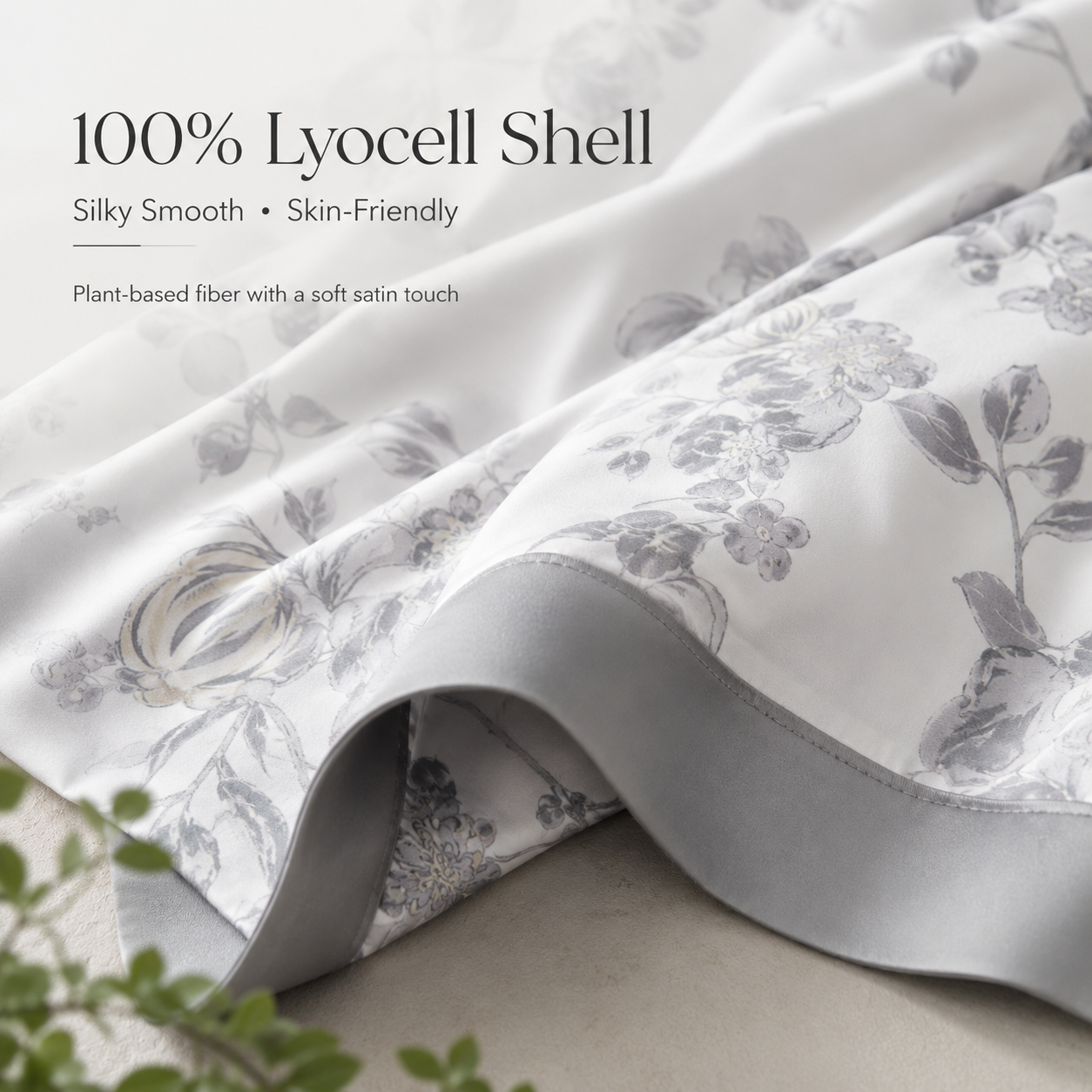 MeiLun Home Satin Bloom Summer Duvet – Silver Bloom – image 3