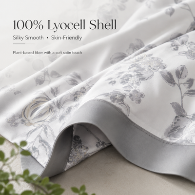 MeiLun Home Satin Bloom Summer Duvet – Silver Bloom – image 3