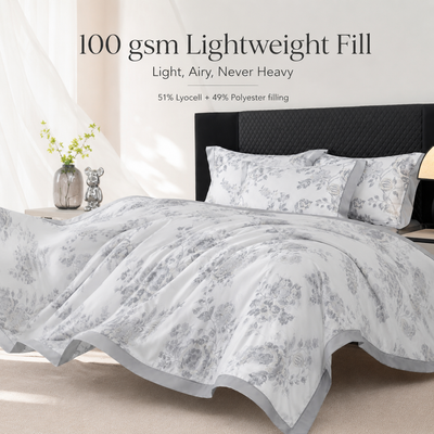MeiLun Home Satin Bloom Summer Duvet – Silver Bloom – image 4