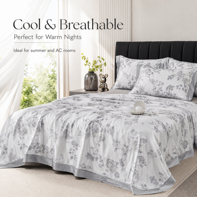 MeiLun Home Satin Bloom Summer Duvet – Silver Bloom – image 5