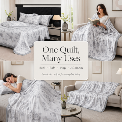 MeiLun Home Satin Bloom Summer Duvet – Silver Bloom – image 8
