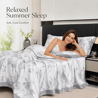 MeiLun Home Satin Bloom Summer Duvet – Silver Bloom – image 10