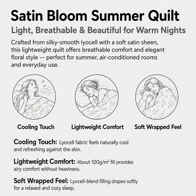 MeiLun Home Satin Bloom Summer Duvet – Silver Bloom – image 12