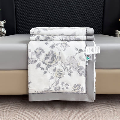 MeiLun Home Satin Bloom Summer Duvet – Silver Bloom – SKU image