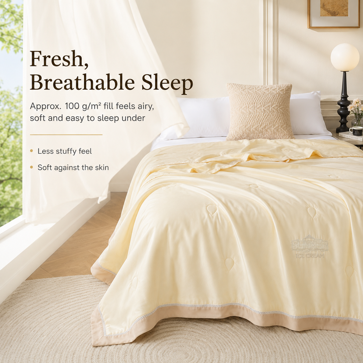 MeiLun Home Silken Mist Summer Duvet – Silk Cream – image 6