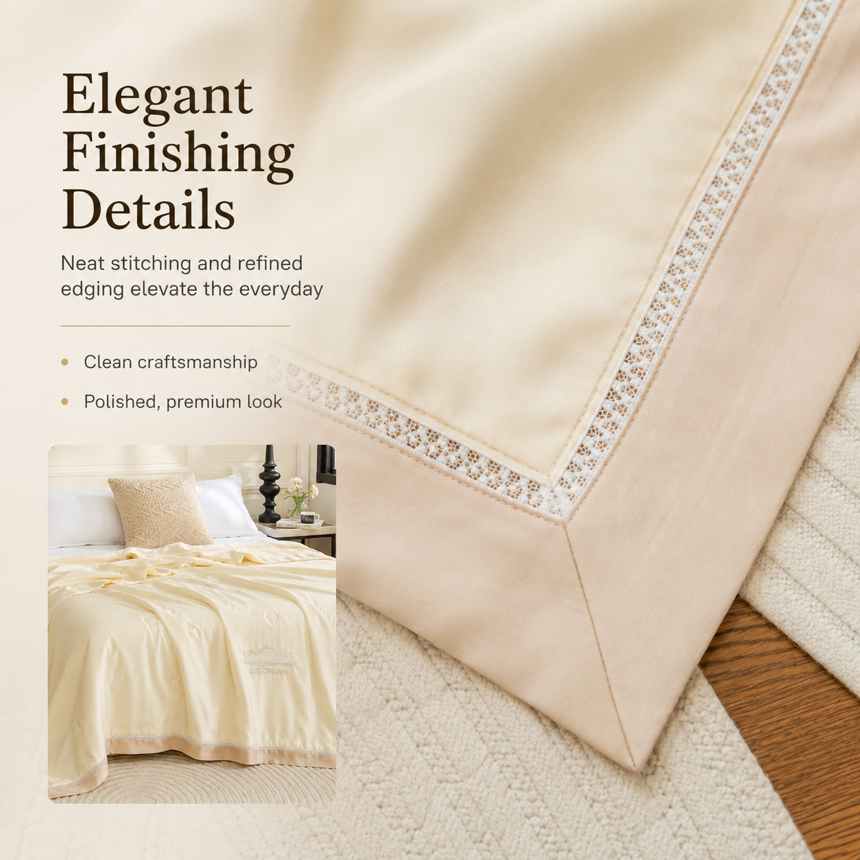 MeiLun Home Silken Mist Summer Duvet – Silk Cream – image 9