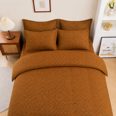 MeiLun Home Soft Living Bedding Set – Caramel Check – product image 04