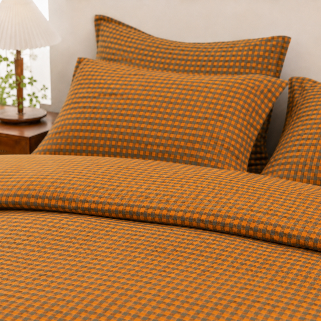 MeiLun Home Soft Living Bedding Set – Caramel Check – product image 07