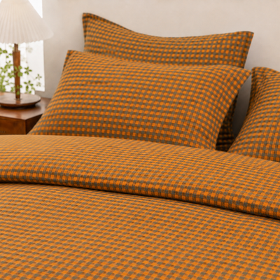 MeiLun Home Soft Living Bedding Set – Caramel Check – product image 07