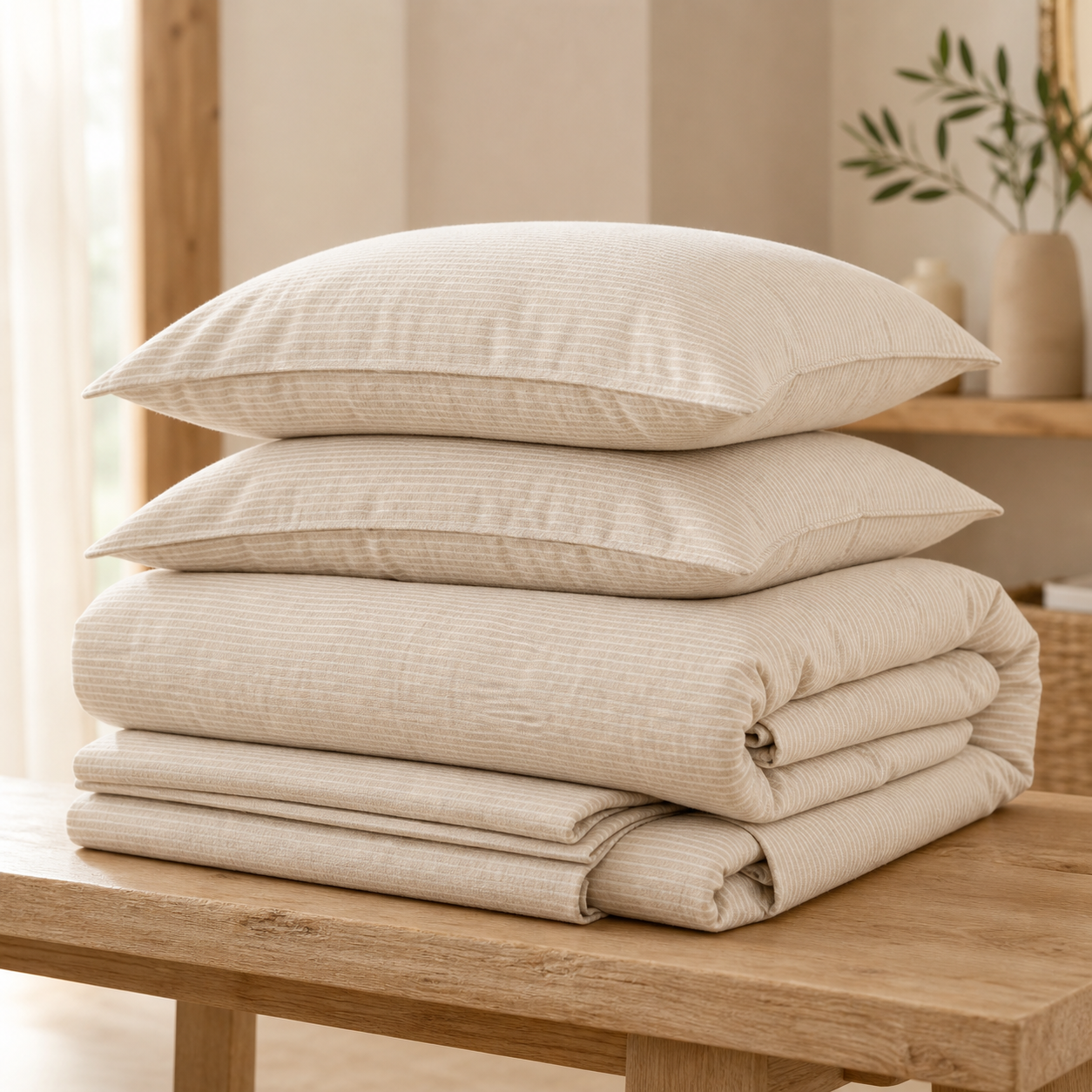MeiLun Home Soft Living Bedding Set – Cream Beige – product image 04