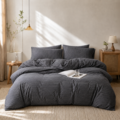 MeiLun Home Soft Living Bedding Set – Mist Stripe – image 2