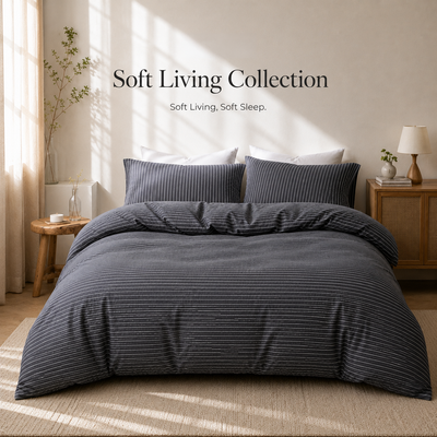 MeiLun Home Soft Living Bedding Set – Mist Stripe – image 3