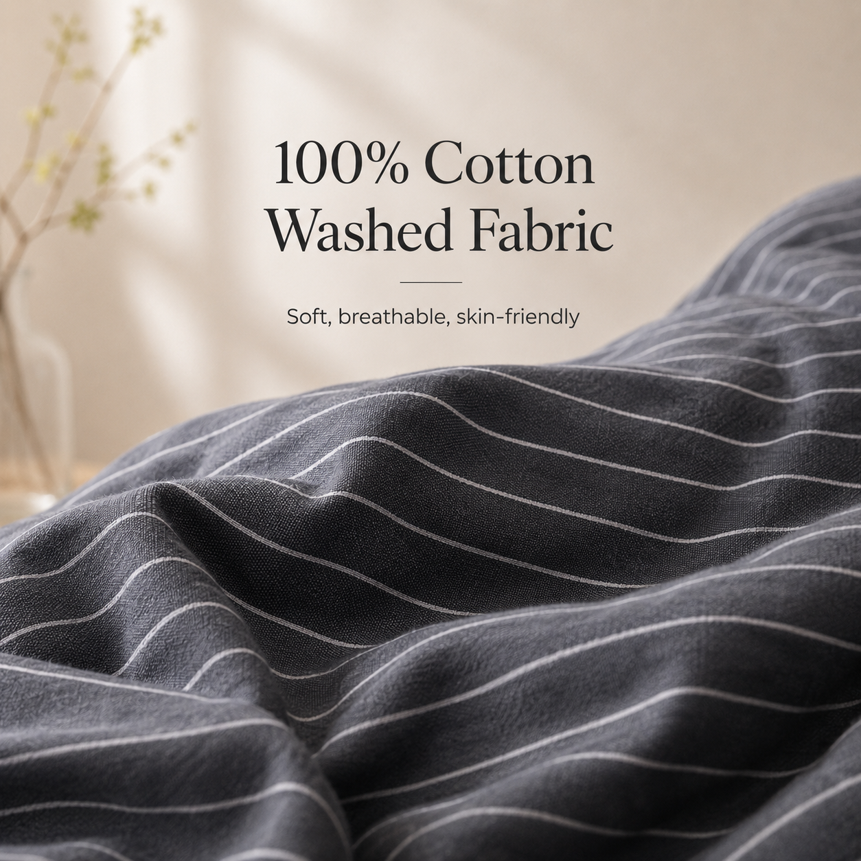MeiLun Home Soft Living Bedding Set – Mist Stripe – image 5