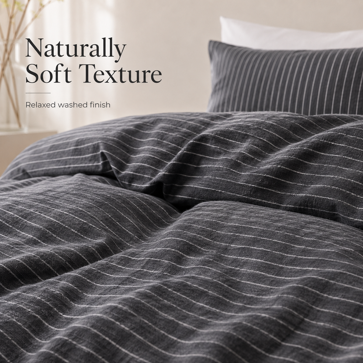 MeiLun Home Soft Living Bedding Set – Mist Stripe – image 6