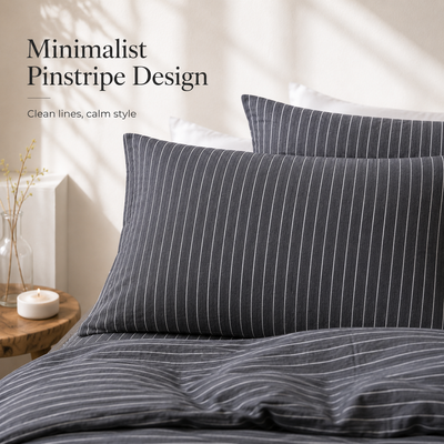 MeiLun Home Soft Living Bedding Set – Mist Stripe – image 7