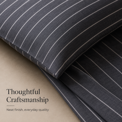 MeiLun Home Soft Living Bedding Set – Mist Stripe – image 8