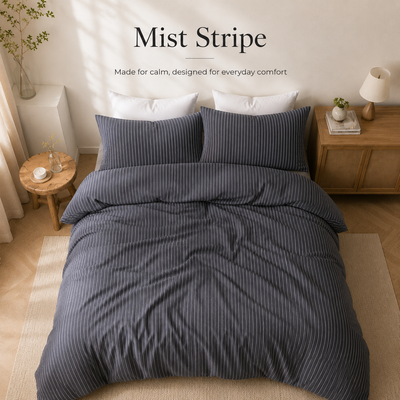MeiLun Home Soft Living Bedding Set – Mist Stripe – image 9
