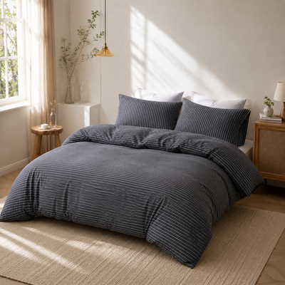 MeiLun Home Soft Living Bedding Set – Mist Stripe – product image 02