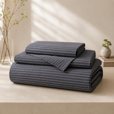 MeiLun Home Soft Living Bedding Set – Mist Stripe – product image 08